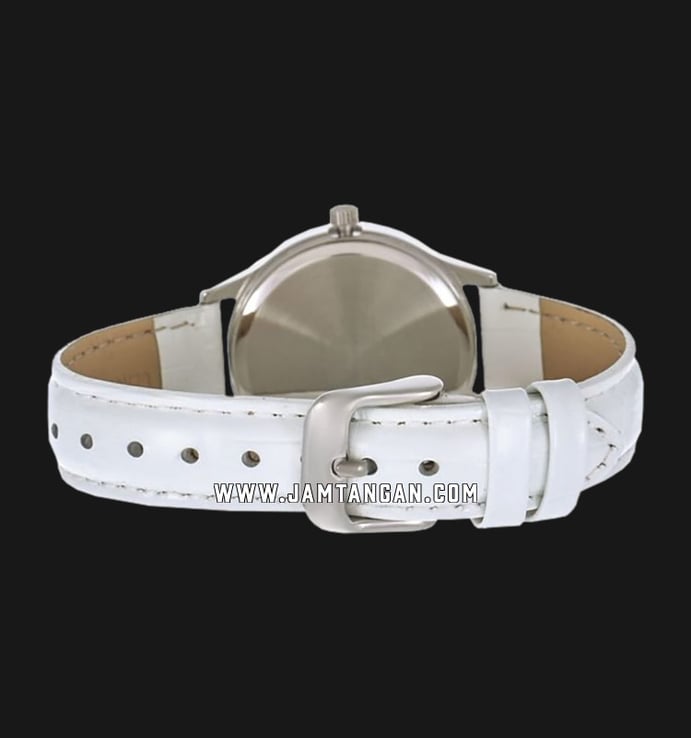 Casio General LTP-2085L-7AVDF Enticer Ladies White Dial Ion Plated White Leather Strap