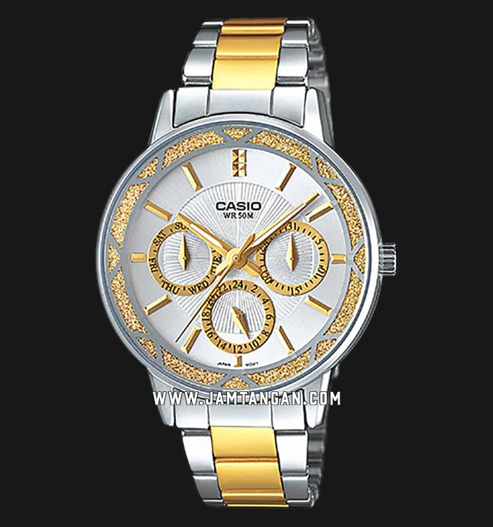 Casio General LTP-2087SG-7AVDF Enticer Ladies Silver Dial Dual Tone Stainless Steel Band