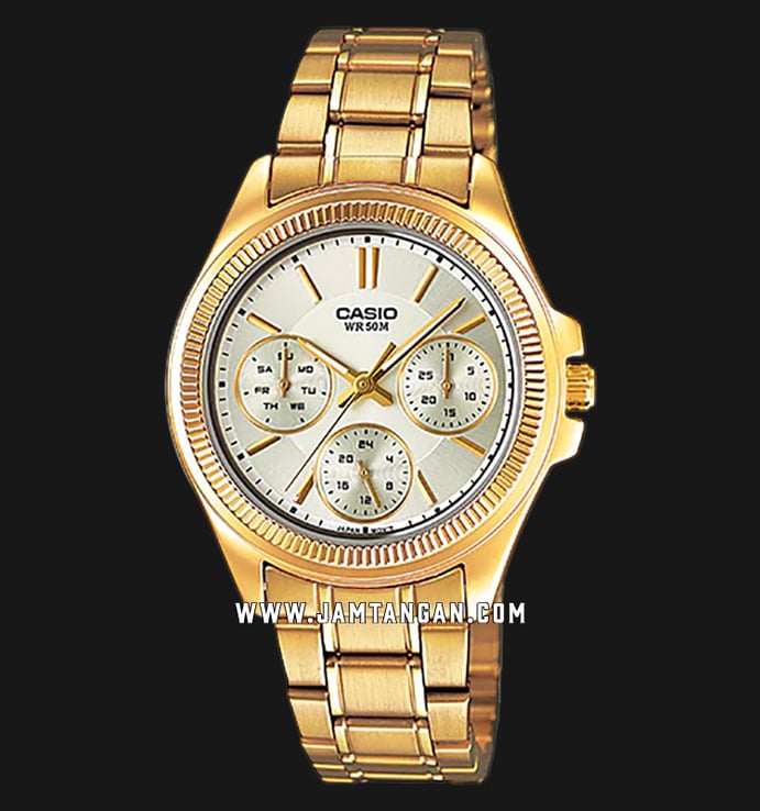 Casio General LTP-2088G-9AVDF Enticer Ladies Gold Dial Gold Stainless Steel Band