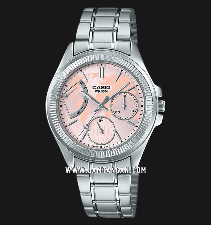 Casio LTP-2089D-4AVDF Enticer Ladies Pink Dial Stainless Steel Strap