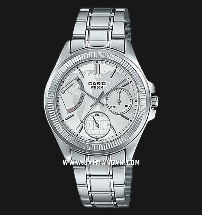 Casio LTP-2089D-7A2VDF Enticer Ladies Silver Dial Stainless Steel Strap