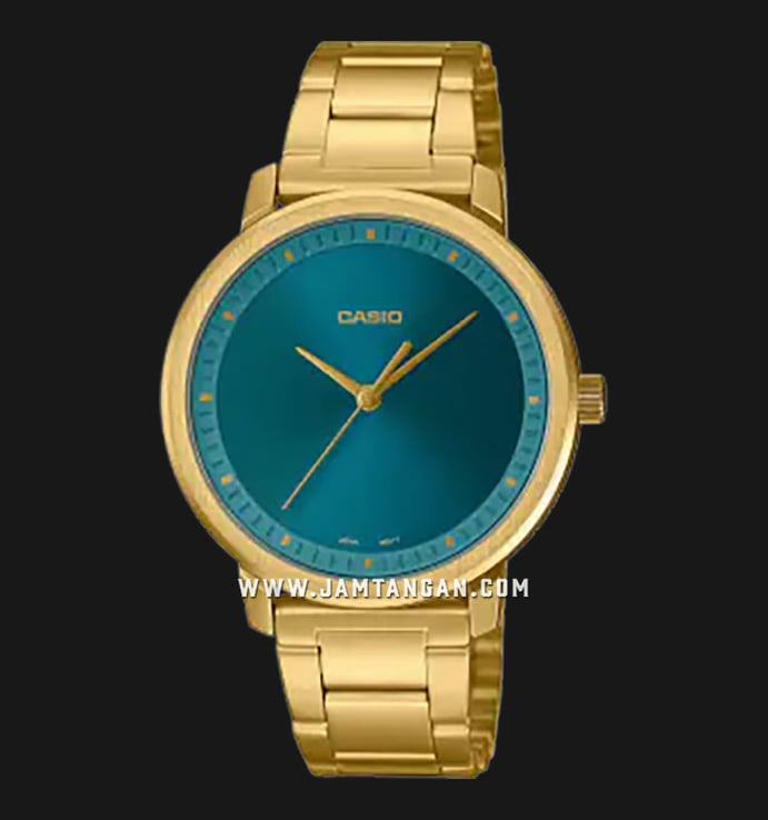 Casio General LTP-B115G-3EVDF Ladies Green Dial Gold Tone Stainless Steel Band