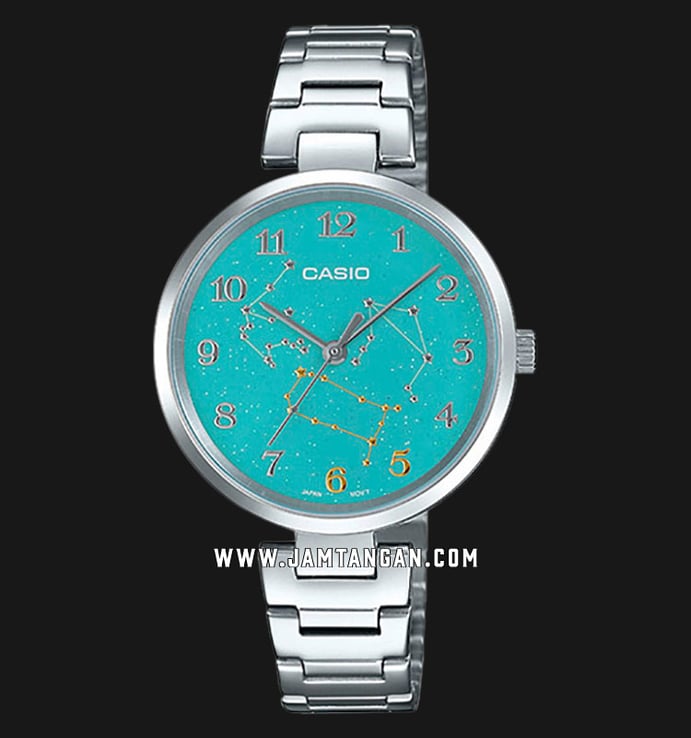 Casio General LTP-E07D-3ADR Ladies Zodiac Times Tosca Dial Stainless Steel Band