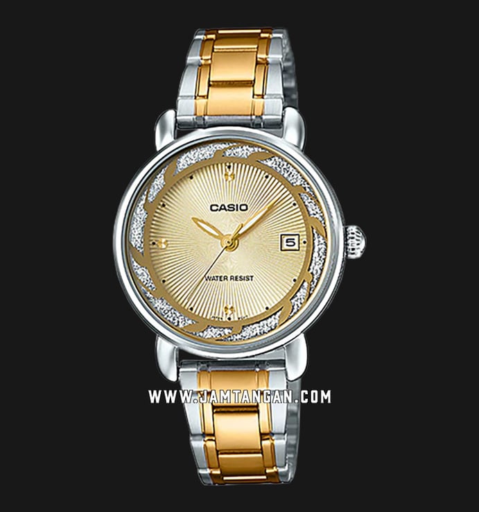 Casio General LTP-E120SG-9ADF Enticer Ladies Gold Dial Dual Tone Stainless Steel Strap