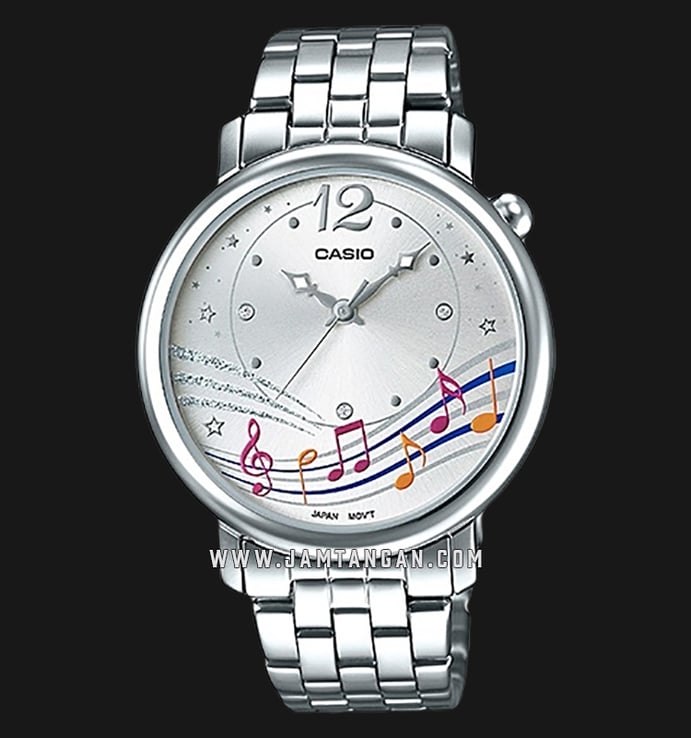 Casio LTP-E123D-7ADF Ladies Silver Dial Stainless Steel Strap