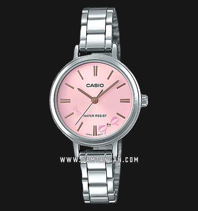 Casio LTP-E146D-4ADF Enticer Ladies Pink Dial Stainless Steel Strap