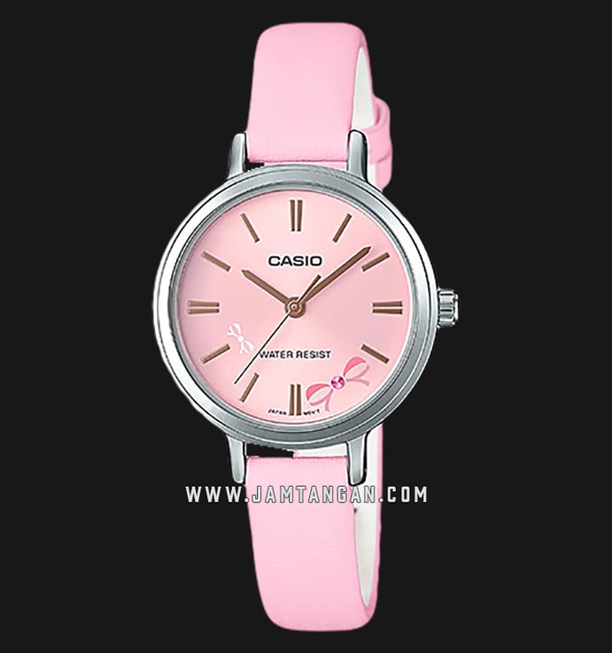 Casio LTP-E146L-4ADF Enticer Ladies Pink Dial Pink Leather Strap