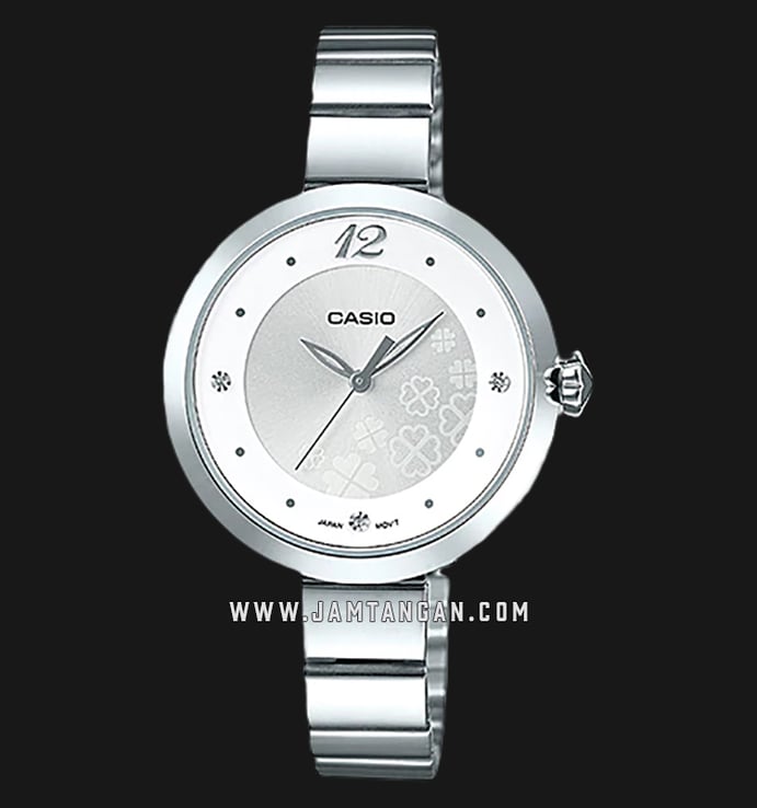 Casio LTP-E154D-7ADF Enticer Ladies Silver Dial Stainless Steel Strap