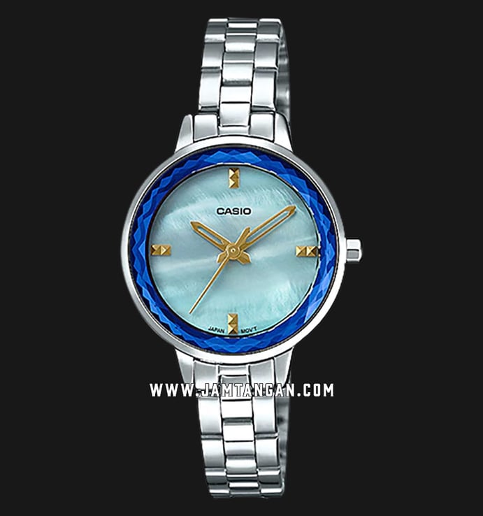 Casio General LTP-E162D-2ADF Ladies Blue Mother Of Pearl Dial Stainless Steel Band