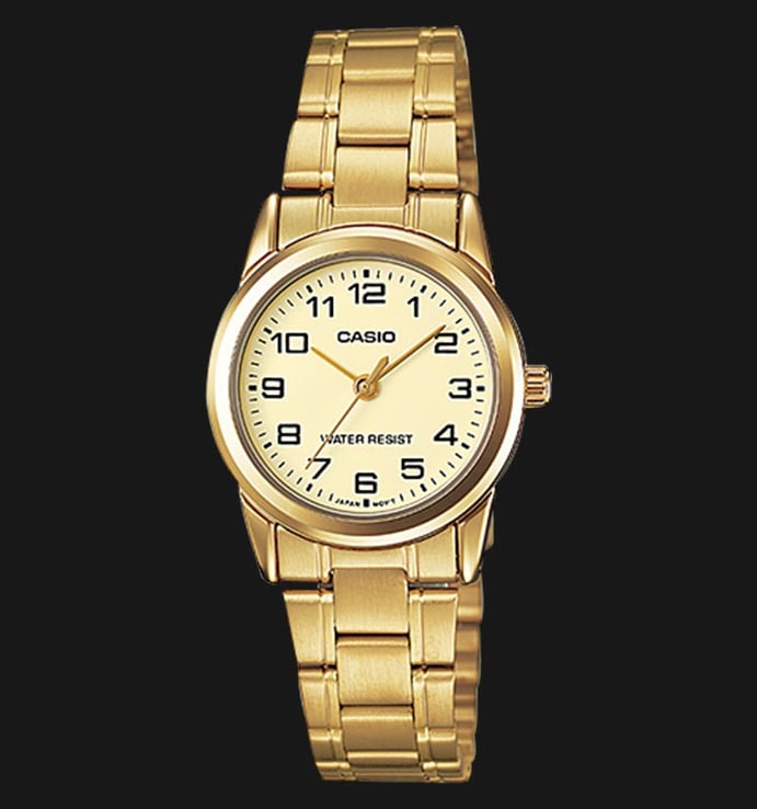 Casio General LTP-V001G-9BUDF Beige Dial Gold Tone Stainless Steel Band