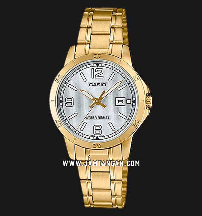 Casio General LTP-V004G-7B2UDF Ladies Silver Dial Gold Stainless Steel Band