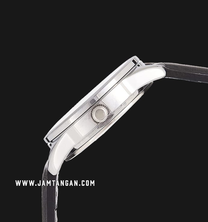 Casio General LTP-V005L-7B2UDF Analog Ladies White Dial Black Leather Band