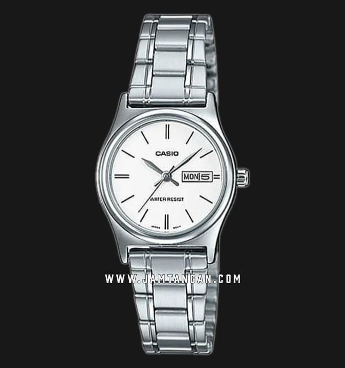 Casio General LTP-V006D-7B2UDF Ladies Analog White Dial Stainless Steel Band