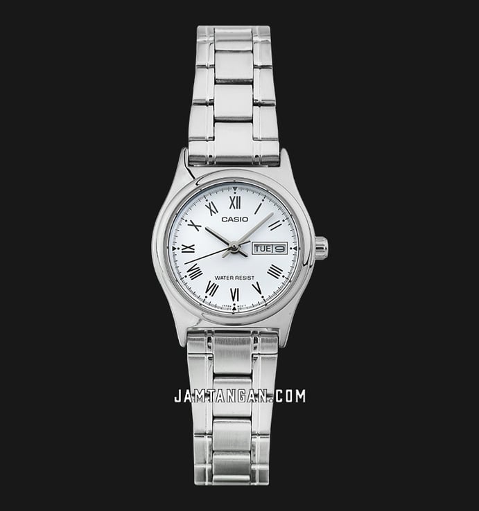 Casio General LTP-V006D-7BUDF Ladies Analog White Dial Stainless Steel Strap