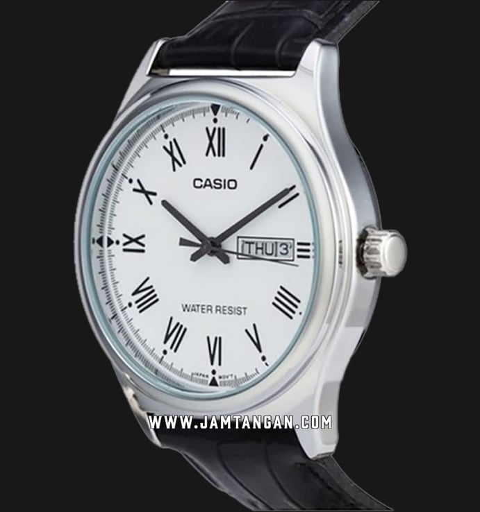 Casio General LTP-V006L-7BUDF White Dial Black Leather Band