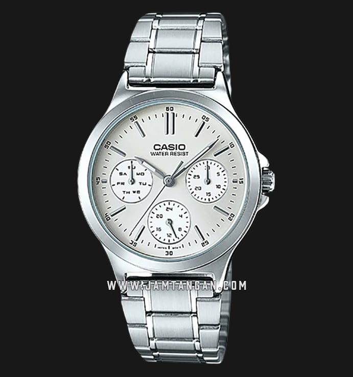 Casio General LTP-V300D-7AUDF Enticer Ladies Silver Dial Stainless Steel Band