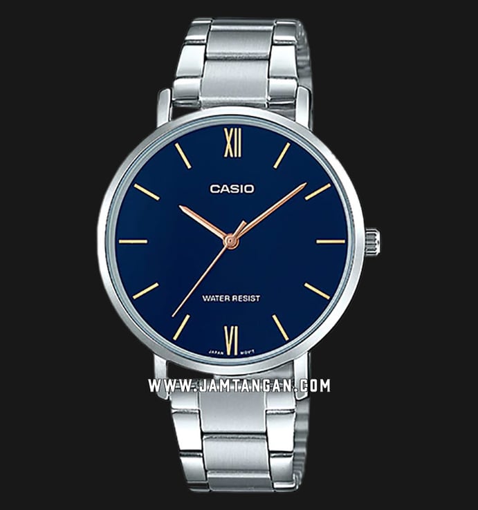 Casio General LTP-VT01D-2BUDF Ladies Analog Navy Dial Stainless Steel Strap