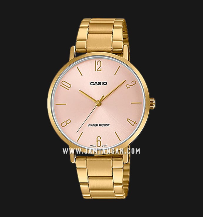 Casio General LTP-VT01G-4BUDF Ladies Light Pink Dial Gold Stainless Steel Band