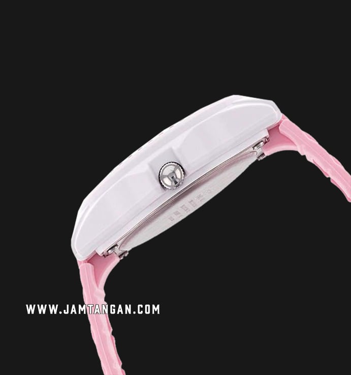 Casio General LX-500H-4E3VDF Ladies Analog Silver Dial Pink Resin Strap
