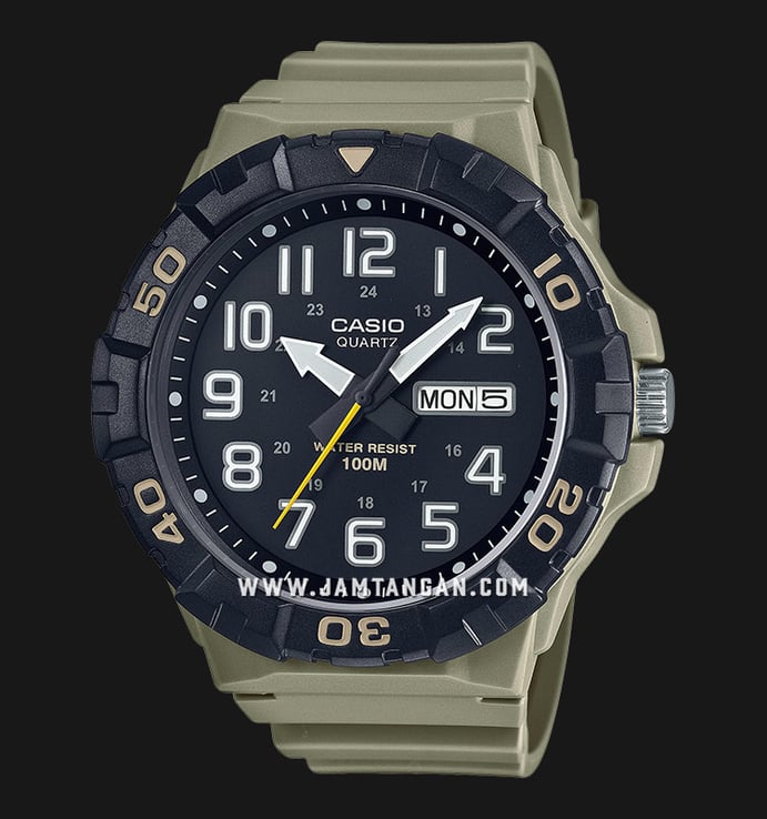 Casio General MRW-210H-5AVDF Black Dial Olive Green Resin Band