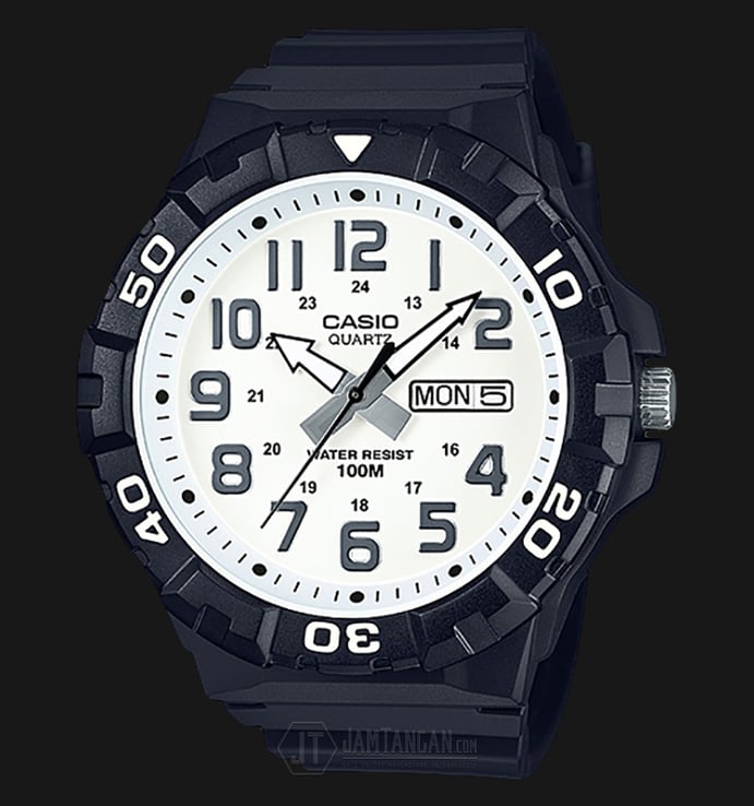Casio General MRW-210H-7AVDF Water Resistant 100M White Dial Black Resin Band