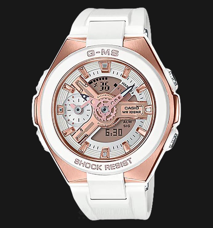 Casio Baby-G MSG Series MSG-400G-7ADR Digital Analog Dial White Resin Band