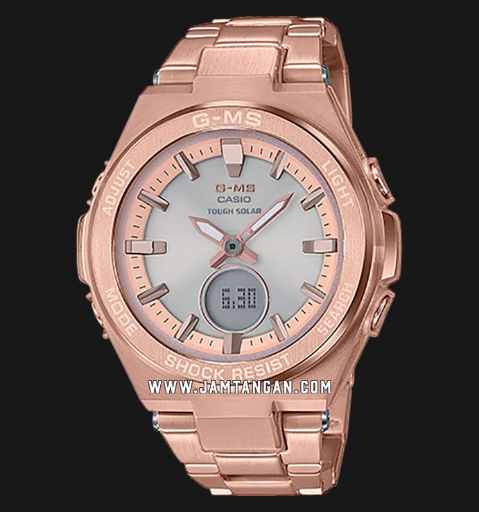 Casio Baby-G MSG Series MSG-S200DG-4ADR Ladies Tough Solar Rose Gold Stainless Steel Band