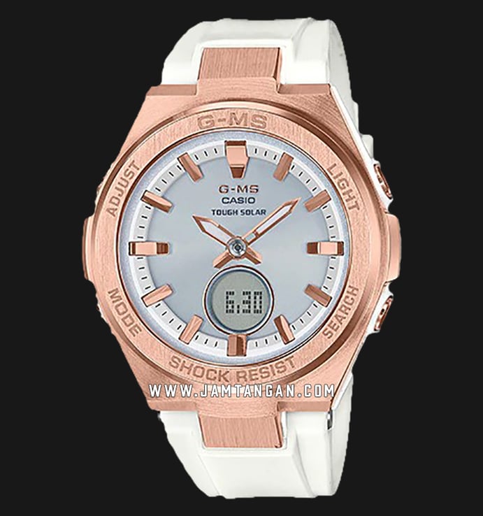 Casio Baby-G MSG Series MSG-S200G-7ADR Ladies Digital Analog Dial White Resin Band