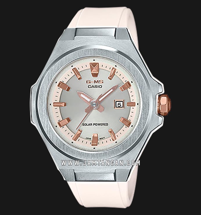 Casio Baby-G MSG Series MSG-S500-7ADR Tough Solar Silver Dial White Resin Band