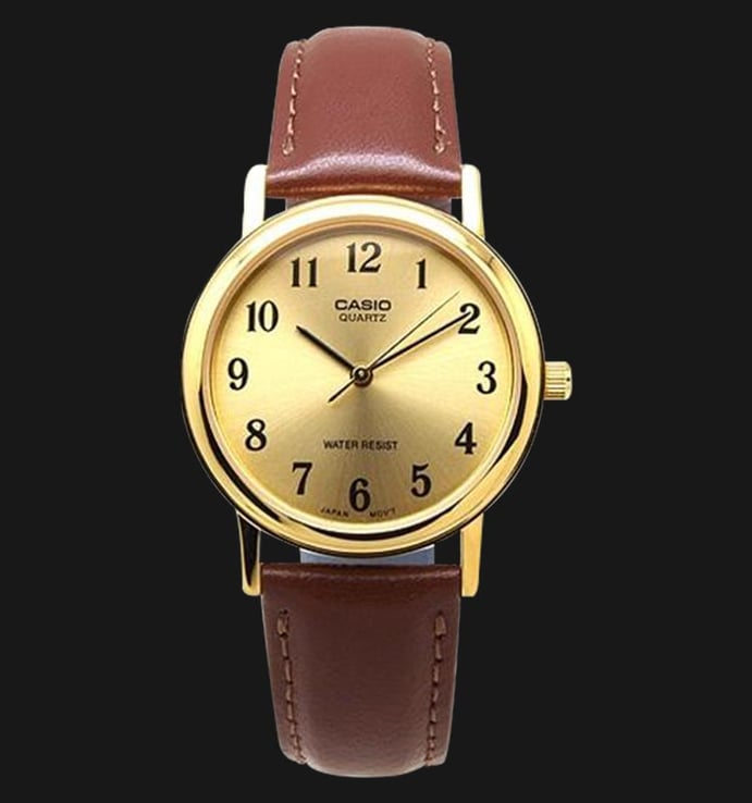 Casio General MTP-1095Q-9B1 Gold Dial Brown Leather Strap