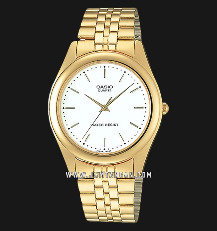Casio General MTP-1129N-7ARDF Men White Dial Gold Stainless Steel Band