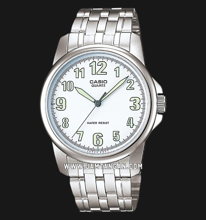 Casio General MTP-1216A-7BDF Enticer Men White Dial Stainless Steel Strap