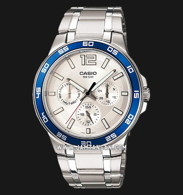 Casio MTP-1300D-7A2VDF Enticer Men Analog Silver Dial Stainless Steel Strap