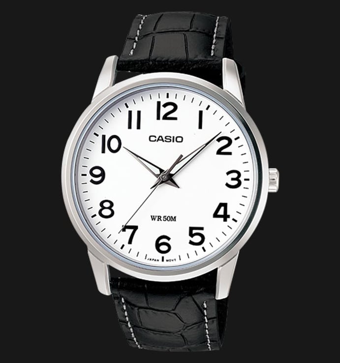 Casio General MTP-1303L-7BVDF White Dial Black Leather Band