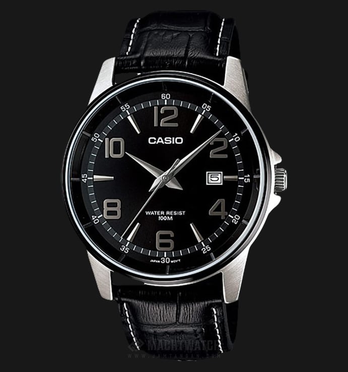 Casio General MTP-1344AL-1A2VDF Men Black Dial Black Leather Strap