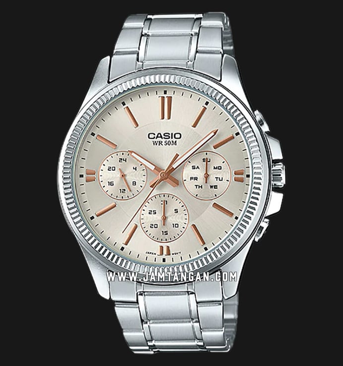 Casio MTP-1375D-7A2VDF Enticer Men Beige Dial Stainless Steel Band