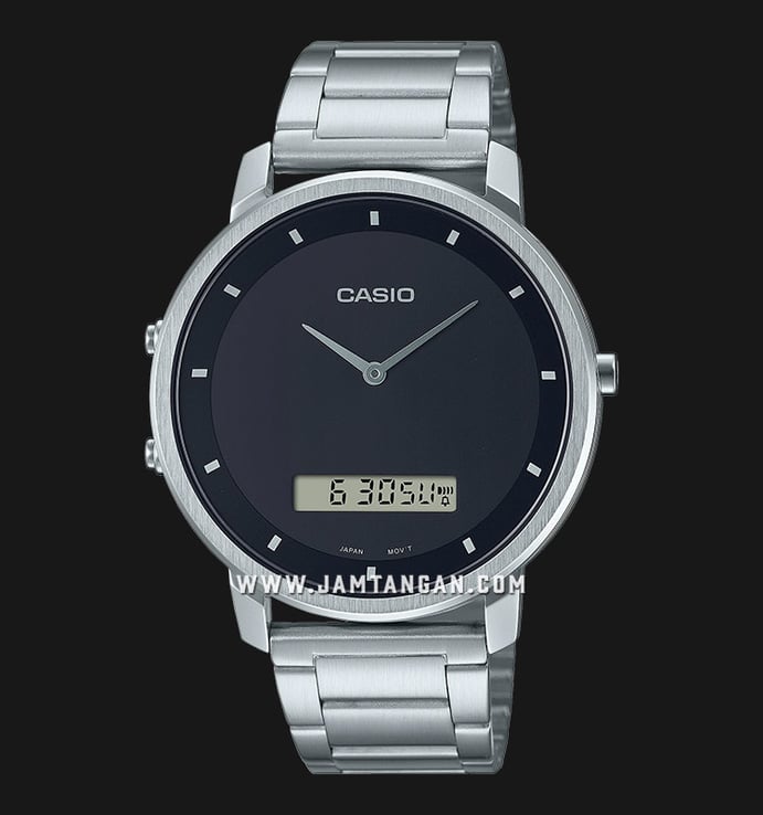 Casio General MTP-B200D-1EDF Dress Men Black Digital Analog Dial Stainless Steel Band