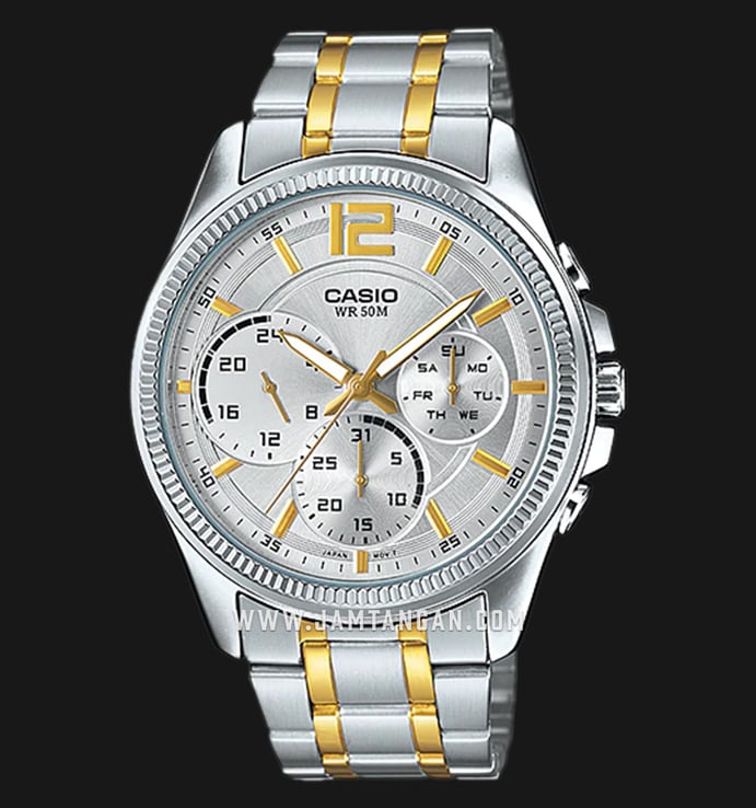 Casio General MTP-E305SG-9AVDF Men Silver Dial Dual Tone Stainless Steel Strap