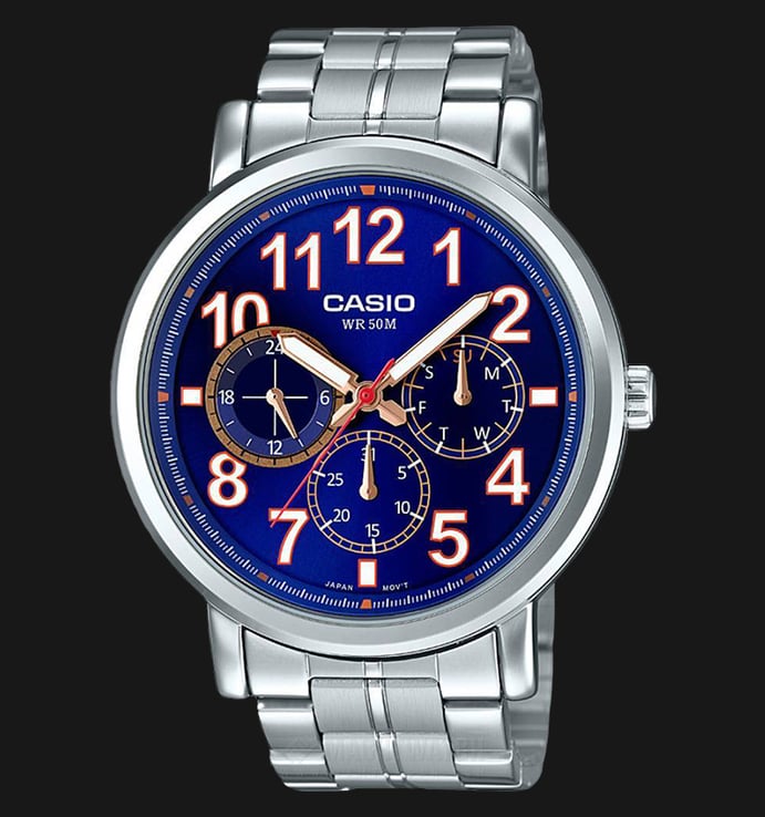 Casio General MTP-E309D-2BVDF Men Blue Dial Stainless Steel Strap