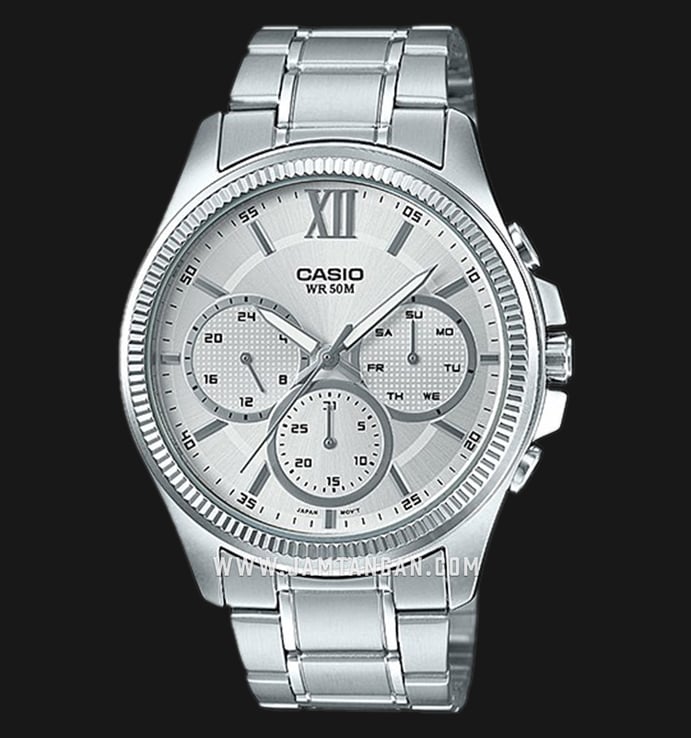 Casio General MTP-E315D-7AVDF Chronograph Men Silver Dial Stainless Steel Strap