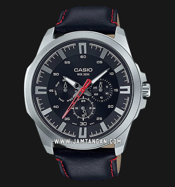 Casio MTP-SW310L-1AVDF Men Analog Black Dial Black Leather Strap