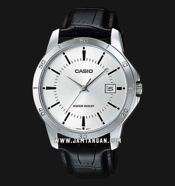 Casio General MTP-V004L-7AUDF Silver Dial Black Leather Band