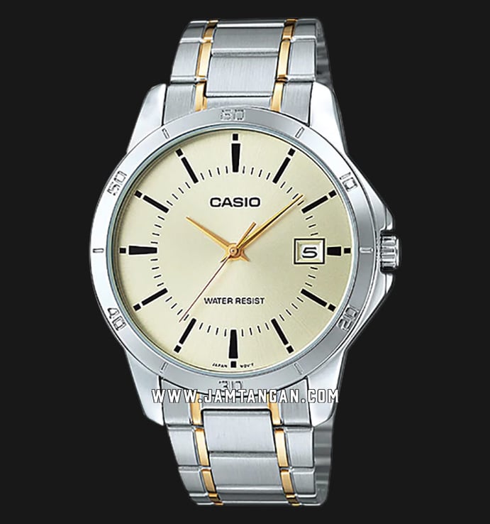 Casio MTP-V004SG-9AUDF Men Beige Dial Dual Tone Stainless Steel Strap