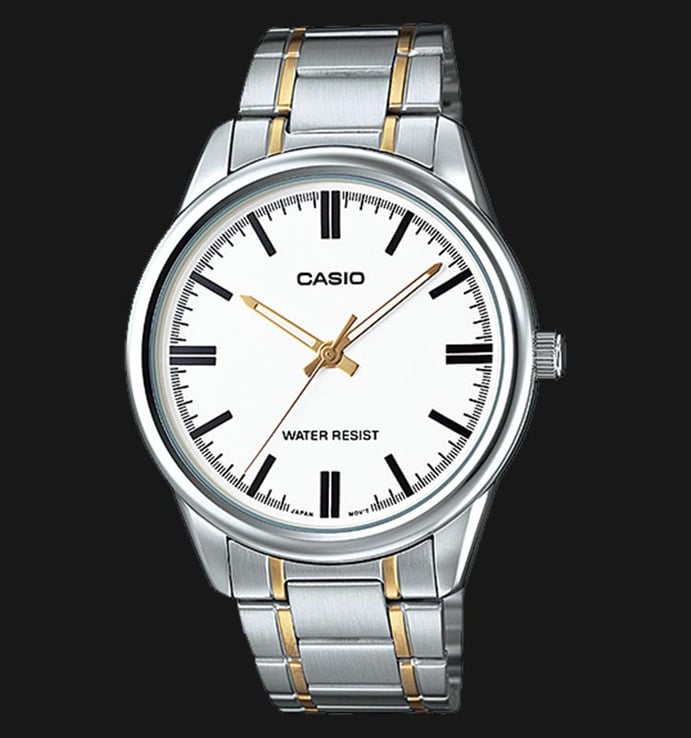 Casio MTP-V005SG-7AUDF Men White Dial Dual Tone Stainless Steel Strap