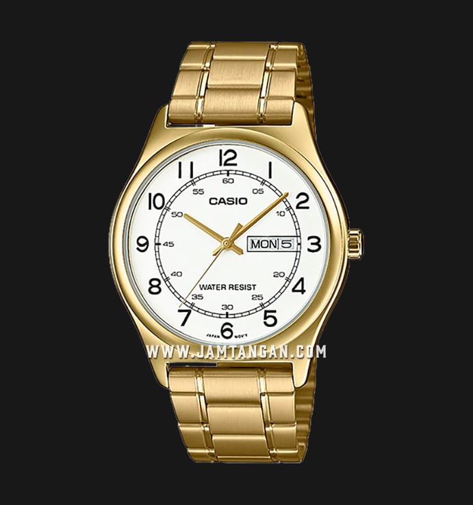 Casio General MTP-V006G-7BUDF White Dial Gold Stainless Steel Band