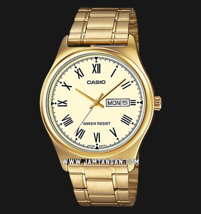Casio General MTP-V006G-9BUDF Men Soft Gold Dial Gold Stainless Steel Band