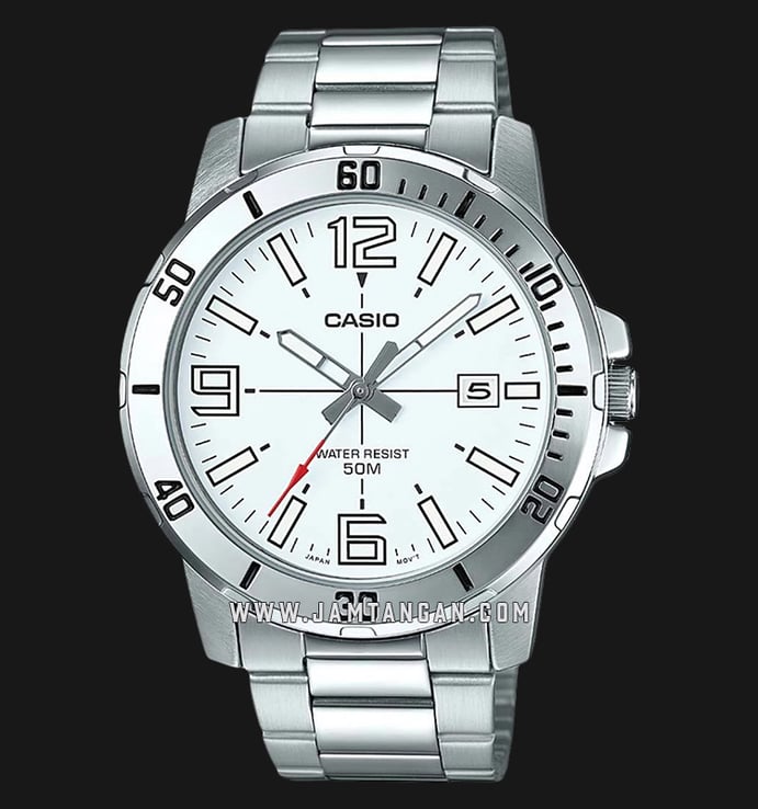 Casio MTP-VD01D-7BVUDF Enticer Men White Dial Stainless Steel Strap