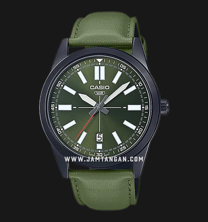 Casio General MTP-VD02BL-3EUDF Dress Men Green Dial Green Leather Band