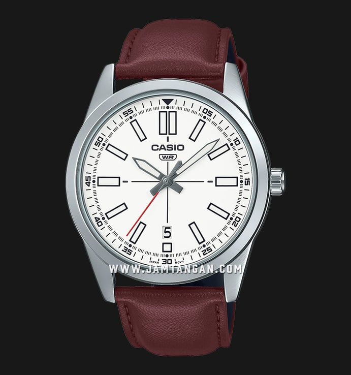 Casio General MTP-VD02L-7EUDF Dress Men White Dial Brown Leather Band