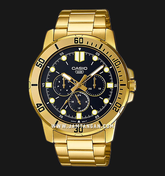 Casio General Dress MTP-VD300G-1EUDF Black Dial Gold Stainless Steel Band